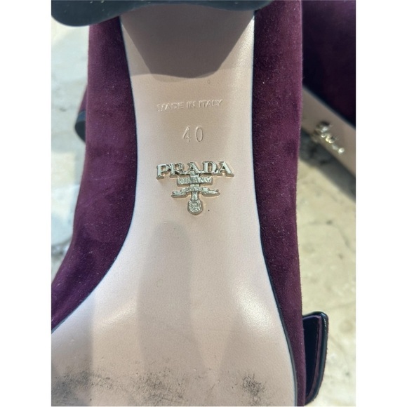 Prada Women's Burgundy Suede Loafers - Picture 7 of 8